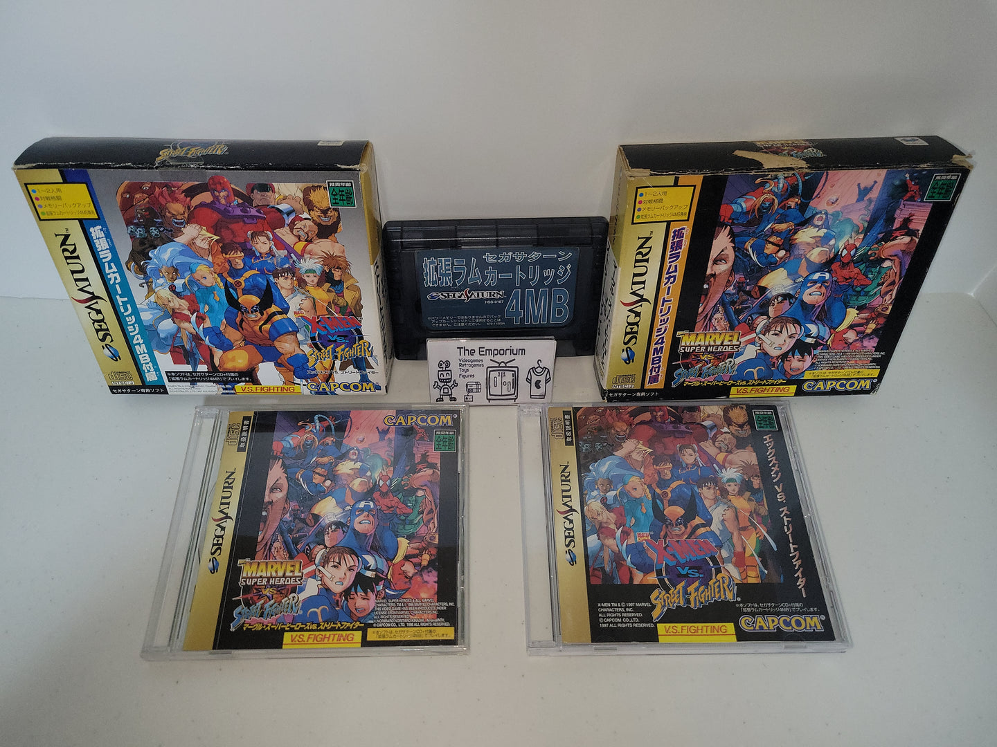 Xmen Vs Street Fighter + Marvel Super Heroes vs Street Fighter with RAM (RAM Pack Version) - Sega Saturn SegaSaturn