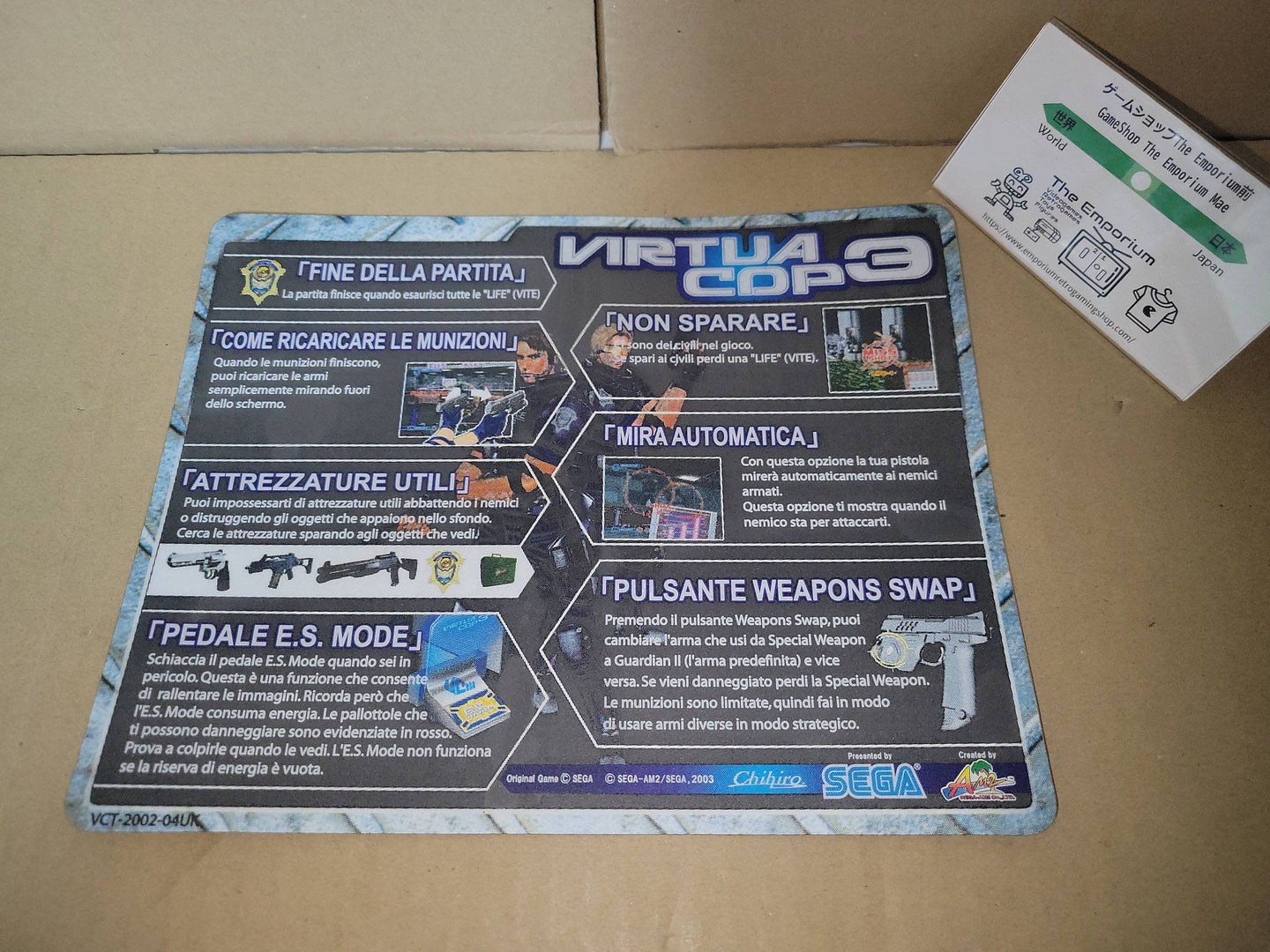 Virtua Cop 3 Instruction Sticker (Italian) - Arcade poster artset