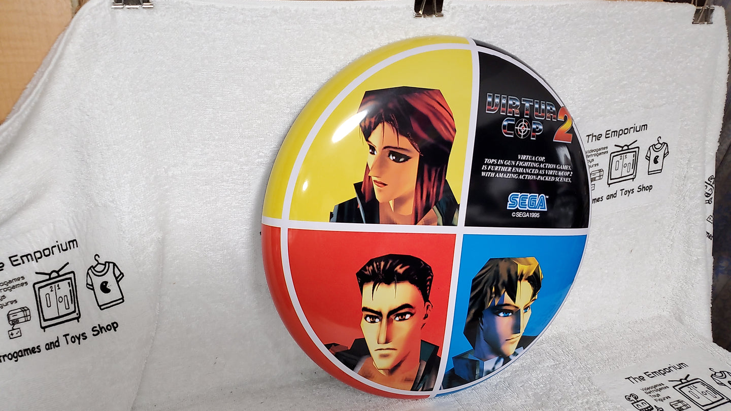 virtua cop 2 Round Hollow Curved Tin Button Wall Sign