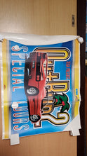 Load image into Gallery viewer, set of 2 (left and right sides) OUTRUN 2 SP cabinet side stickers old stock  - poster / scrool  /  tapestry  japan.
