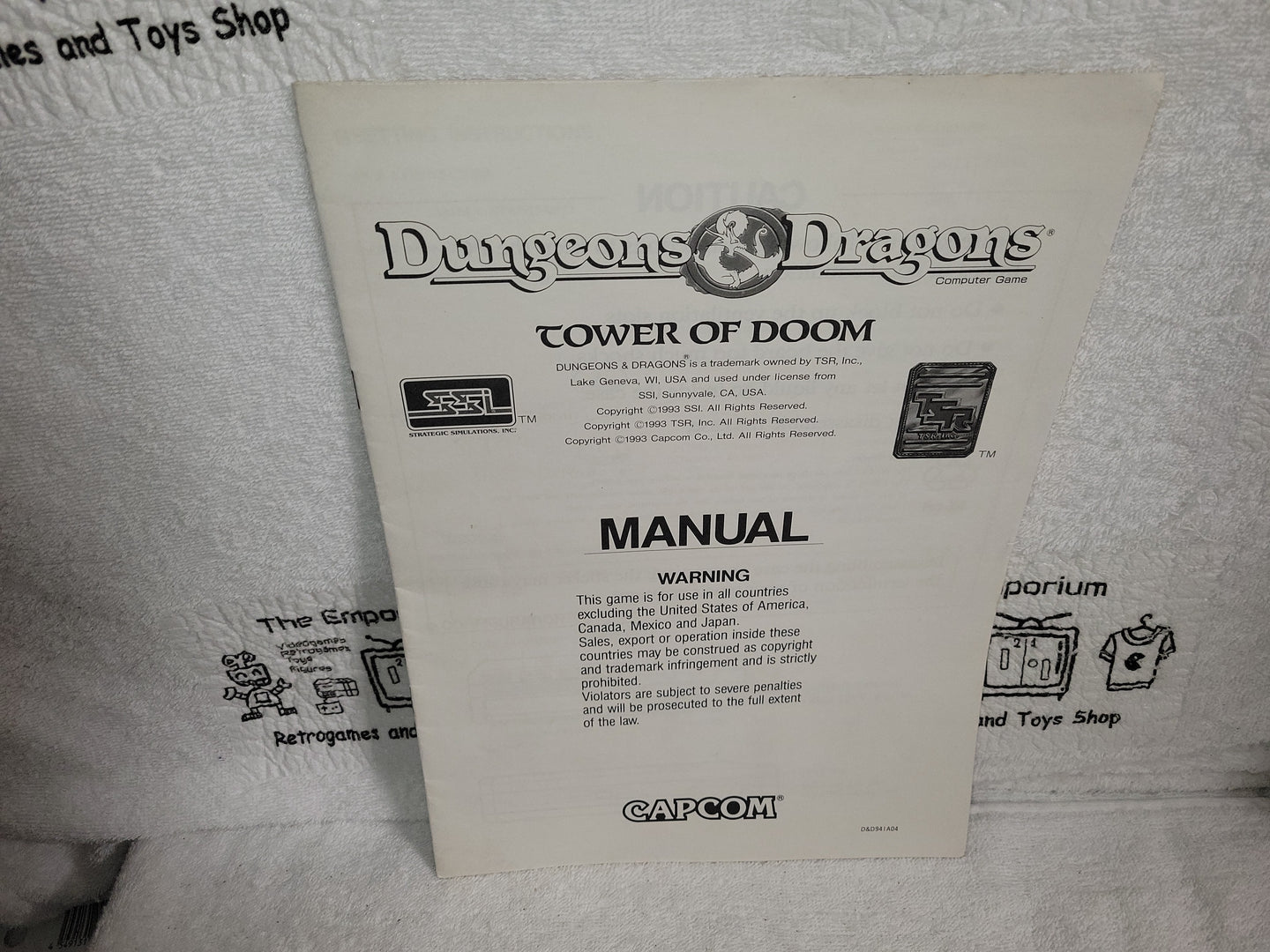 Dungeons & Dragons tower of doom manual -  arcade artset art set